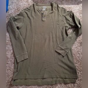Duluth Trading Co Olive Long Sleeve Henley